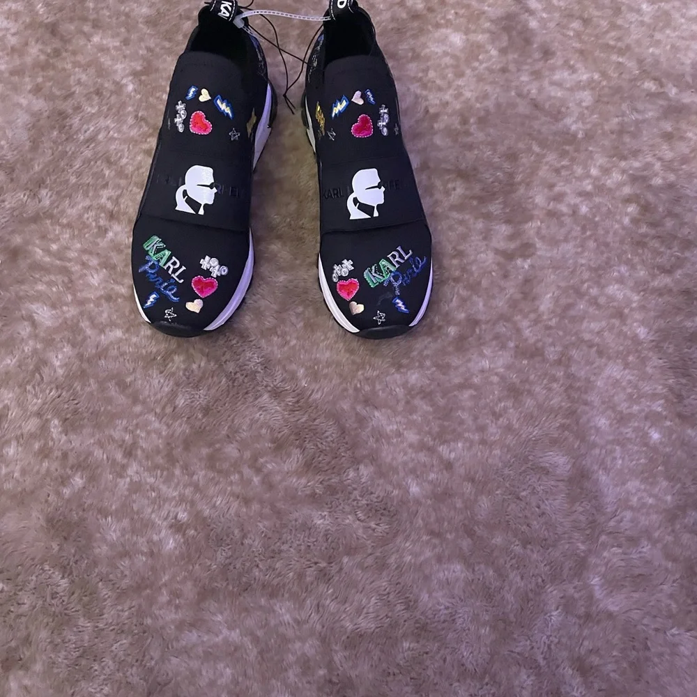Karl Lagerfeld Black Sneakers with Colorful Graphics - Picture 1 of 4